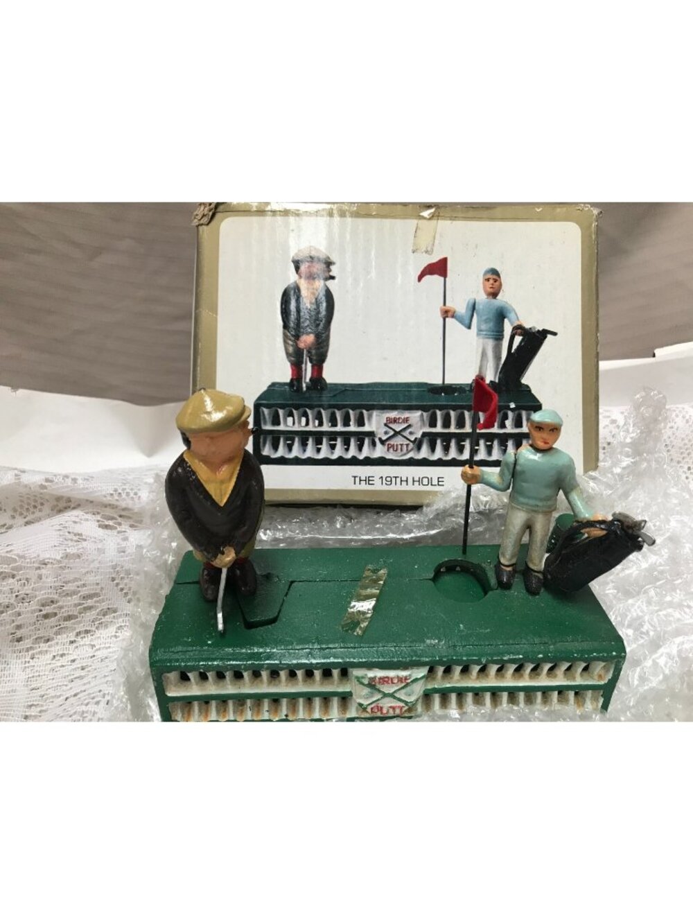 Mechanical Bank Cast Iron "The 19th Hole" Paul Sebastian John Wright-NOS